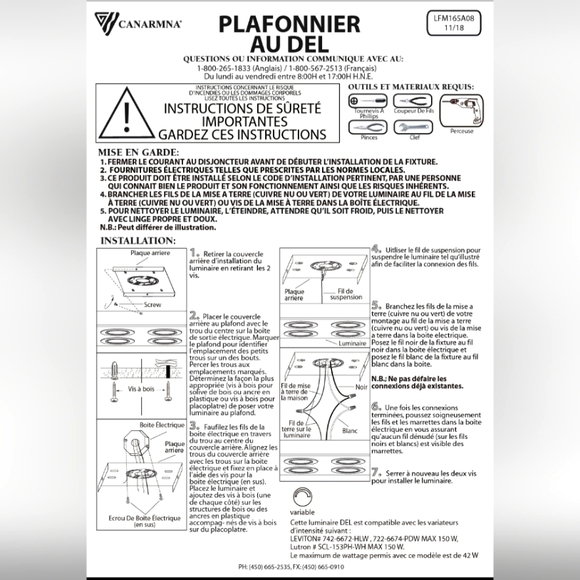 BISCAYNE BRUSHED NICKEL - CANARM Flush Mount Light (COPY) - Picture 8 of 8